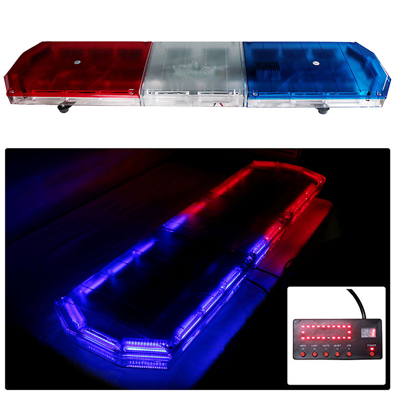 【全長120cm】LED回転灯大型ラウンドタイプ【ブルー&レッド】新採用デジタルスクリーンコントローラー作業車・積載車にパトライト!WB-833-120
