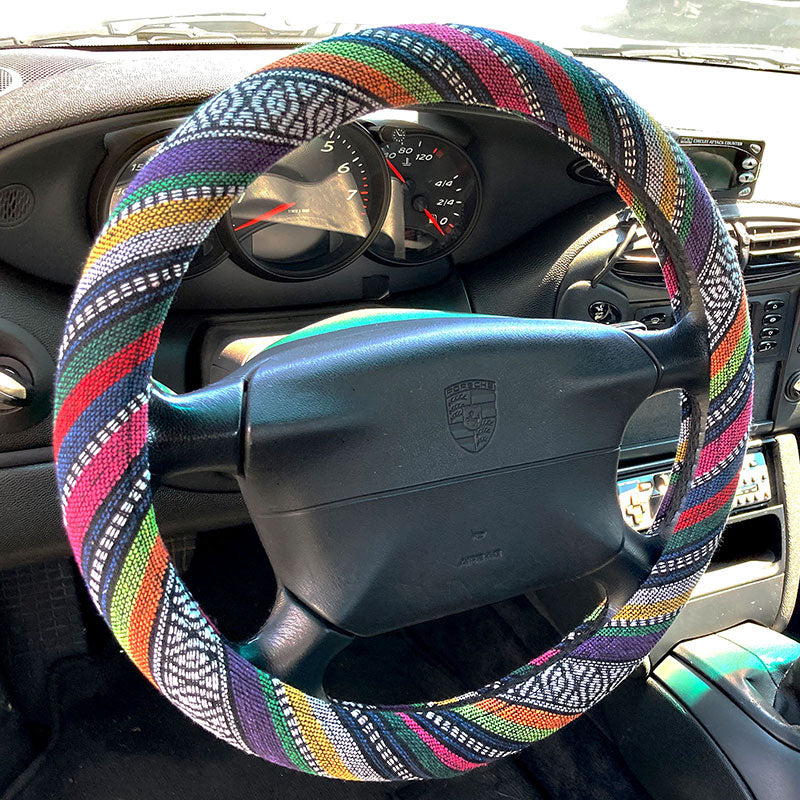 ハンドルカバー軽自動車普通車Sサイズ36.5~37.9cmサラペ風ネイティブ柄スズキダイハツホンダトヨタニッサンミツビシマツダスバルSUZUKIDAIHATSUHONDATOYOTANISSANMITSUBISHIMAZDASUBARUコンパクトカーミニバン