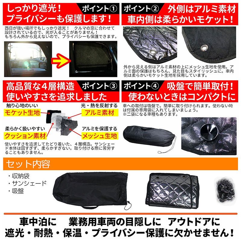 サンシェードルノーカングーRENAULTKANGOOフェーズ2KW系フルセット9枚セット収納袋付車中泊オートキャンプ仮眠休憩