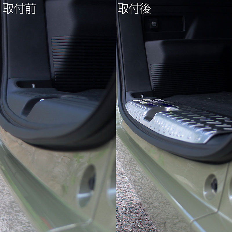 ホンダN-VANJJ1/22018年7月〜ラゲッジスカッフプレートシルバーキズ・汚れ防止車種別専用設計カスタムドレスアップ