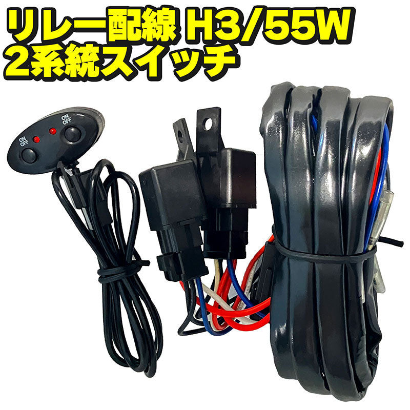 DLAA ハロゲンフォグランプ用リレー配線 DLAA LA24T H3/55W 2系統スイッチ DLAA製2灯フォグランプに最適!