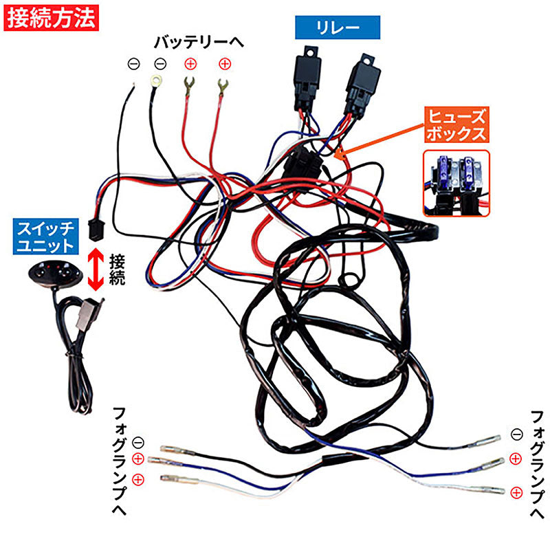 DLAA ハロゲンフォグランプ用リレー配線 DLAA LA24T H3/55W 2系統スイッチ DLAA製2灯フォグランプに最適!