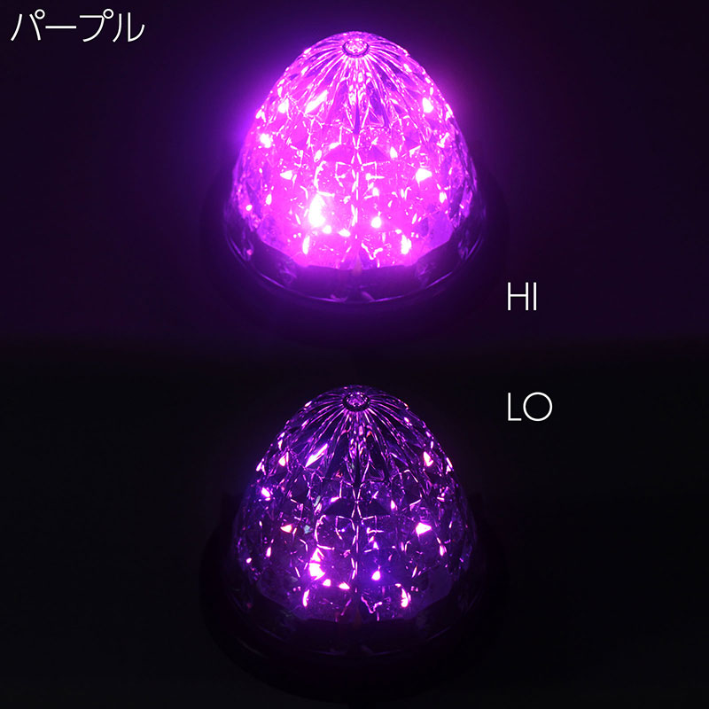 LEDトラックマーカー10個クリアレンズ【グリーン・ブルー・レッド・アンバー・イエロー・ホワイト・パープル】24Vクリスタルレンズ8面カットバスマーカーサイドマーカーランプ9SMD防水Hi/Lo切替トラックダンプサイドウィングデコトラ大型車排気ブレーキ灯