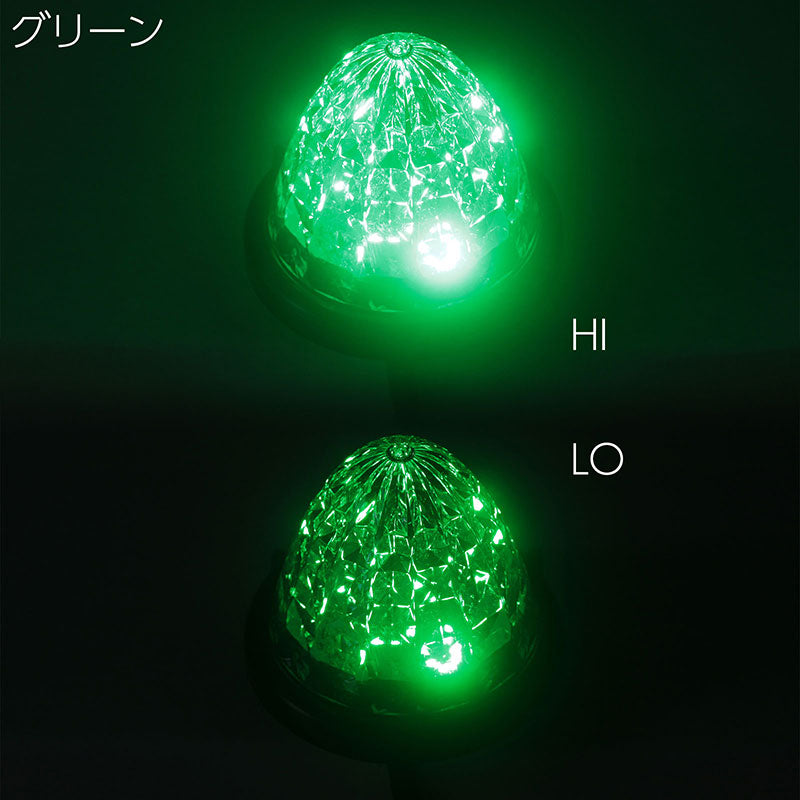 LEDトラックマーカー10個クリアレンズ【グリーン・ブルー・レッド・アンバー・イエロー・ホワイト・パープル】24Vクリスタルレンズ8面カットバスマーカーサイドマーカーランプ9SMD防水Hi/Lo切替トラックダンプサイドウィングデコトラ大型車排気ブレーキ灯