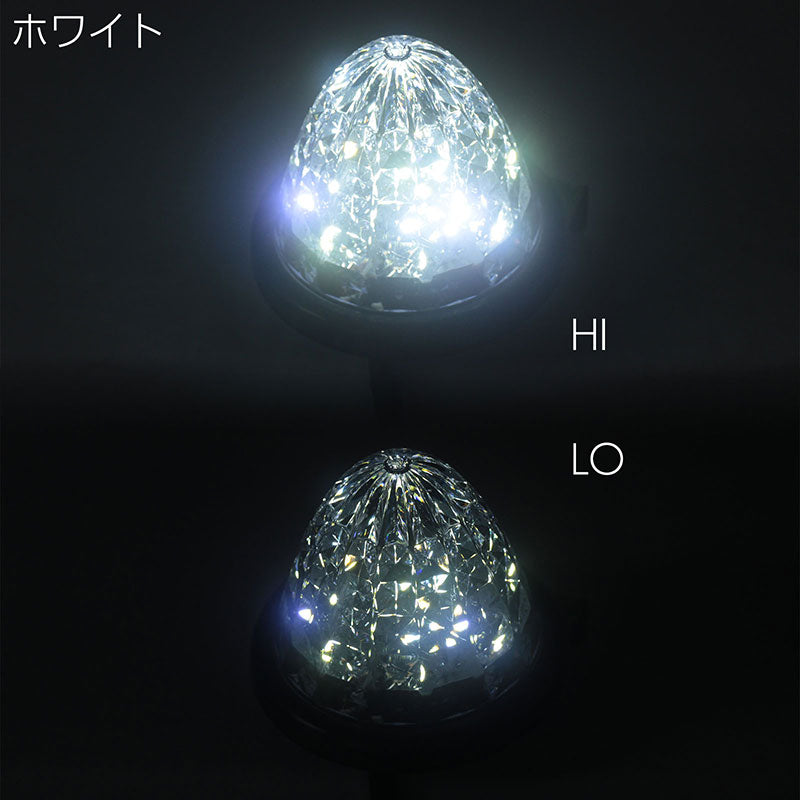 LEDトラックマーカー10個クリアレンズ【グリーン・ブルー・レッド・アンバー・イエロー・ホワイト・パープル】24Vクリスタルレンズ8面カットバスマーカーサイドマーカーランプ9SMD防水Hi/Lo切替トラックダンプサイドウィングデコトラ大型車排気ブレーキ灯