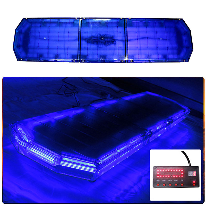 LED回転灯パトライトラウンドタイプ【ブルー】全長120cm・COBチップ×22・88w前後独立スイッチ・点灯パターン16!トラックの警告ランプに最適!KM207COB-88-b