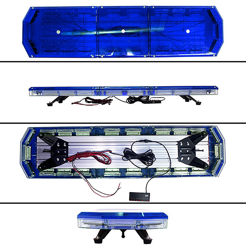 LED回転灯パトライトラウンドタイプ【ブルー】全長120cm・COBチップ×22・88w前後独立スイッチ・点灯パターン16!トラックの警告ランプに最適!KM207COB-88-b