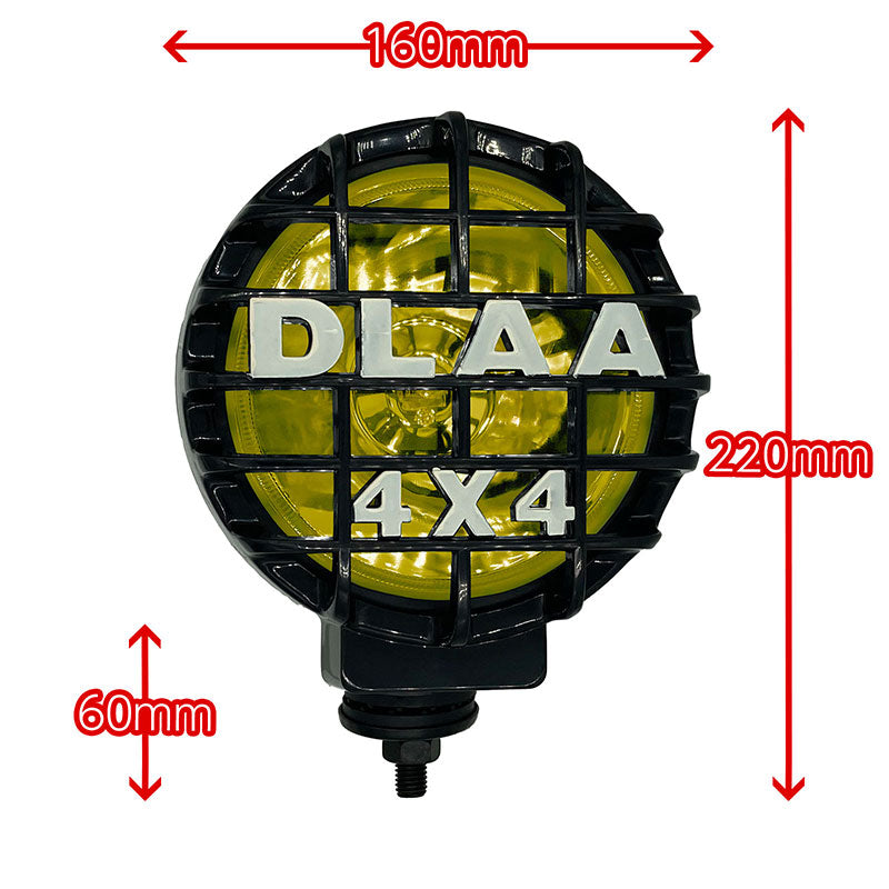 フォグランプ汎用丸型イエローガラスレンズDLAALA921BB160×220×140mm左右セットプラスチックカバー付