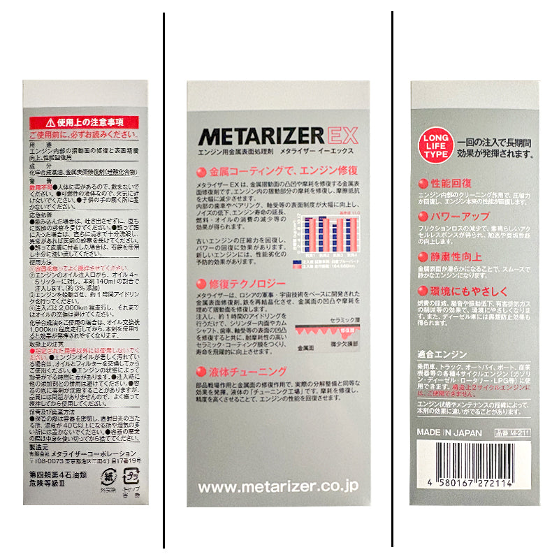 メタライザー EX エンジンオイル添加剤 金属表面修復RVSテクノロジー METARIZER EX 性能向上 騒音低下 寿命延長 燃費向上