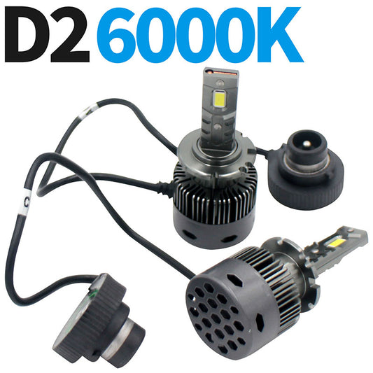 LEDヘッドライトD2【18000lm6000Kホワイト】CSPチップ×30ファン内蔵HIDバルブ交換タイプ