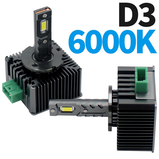 LEDヘッドライトD3【18000lm6000Kホワイト】CSPチップ×30ファン内蔵HIDバルブ交換タイプ
