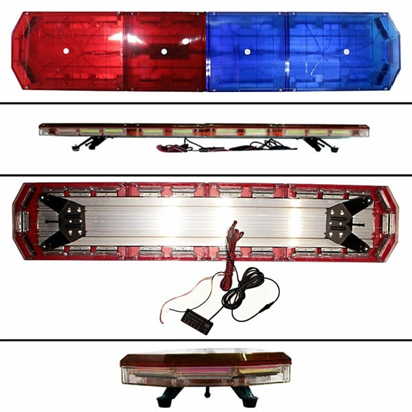 アメパト仕様 青色灯 赤色灯 12V 24V【全長150cm】LED 回転灯 大型ラウンドタイプ【ブルー＆レッド】デジタルスクリーンコントローラー 点灯パターン21種 作業車 積載車 USDM POLICE CAR 警告灯 パトランプ WB-833-150