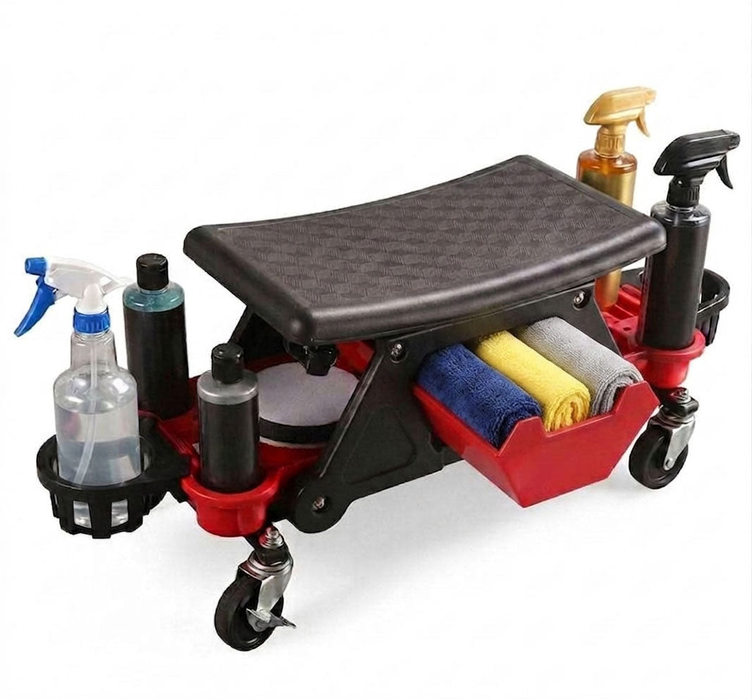 メカニックシート 作業椅子 2WAY ローラーシート ワークシート 自動車 バイク 自転車 整備 メンテナンス キャスター ブレーキ付き 360度回転 工具入れ 低床作業椅子 組み立て 工具入れ FO618-3