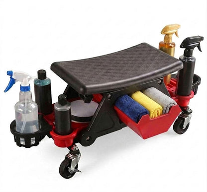 メカニックシート 作業椅子 2WAY ローラーシート ワークシート 自動車 バイク 自転車 整備 メンテナンス キャスター ブレーキ付き 360度回転 工具入れ 低床作業椅子 組み立て 工具入れ FO618-3