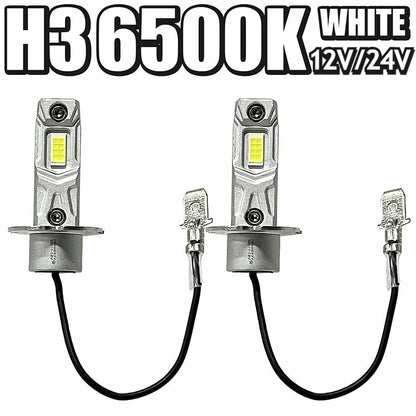 H3 LEDバルブ 6500K ホワイト 白色 12V 24V 無極性 フォグランプ
