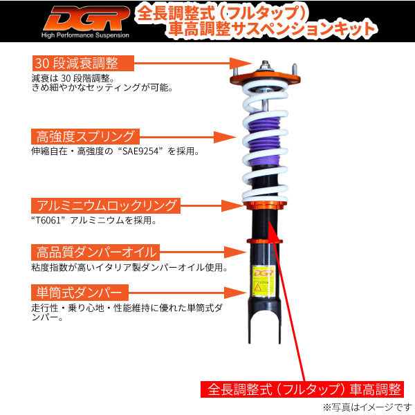 フォルクスワーゲン・ニュービートル（1C,9C,1Y）1997〜2011年式フルタップ全長調整式車高調整サスペンションキット■受注生産品■